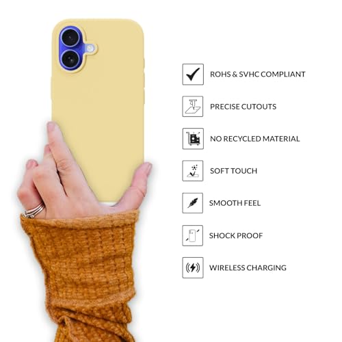 Image of SPRIG Compatible with iPhone 16 Premium SilkTone (Liquid Silicone) Back Cover Drop Tested Shock Proof Mobile Case for Men, Women, Boys and Girls with Camera Protection (Light Yellow)