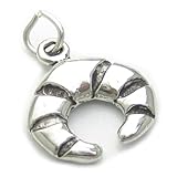 Charm de plata de ley Croissant 2D .925 x 1 Charms de comida y croissants