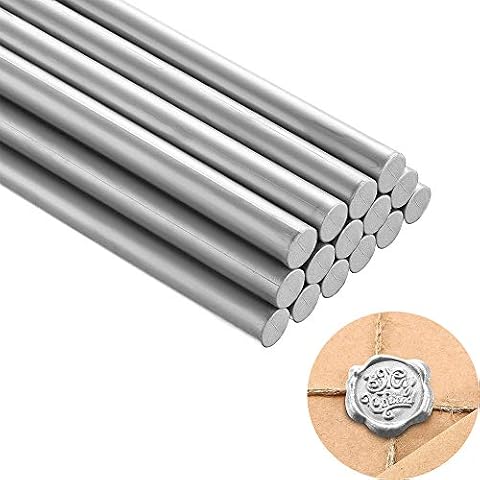 Schneespitze 10 Pcs Sealing Wax Sticks,Antique Sealing Wax Sticks Set,Silver Hot Glue Glitter Sticks,Sealing Wax Sticks,Great for Wedding Invitations Gift Ideas (Silver) Cover