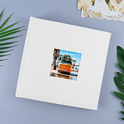 Golden State Art, Family Holiday Photo Album For Christmas Anniversary Photography Book,Hold 200 4X6 Horizontal Photos With Memo, 2 Per Page Large Capacity (Embossed Faux Leather Cover - White) #TOP3