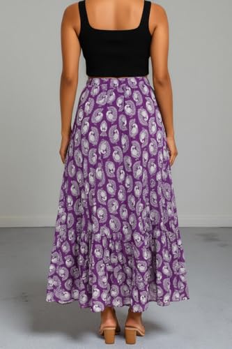 Image of Premium Long Skirt | Stylish Long Crushed Cotton & Unique Prints | Floor Length Skirt for Women | Elastic Waist Premium Maxi Skirt - Comfortable Casual Wear