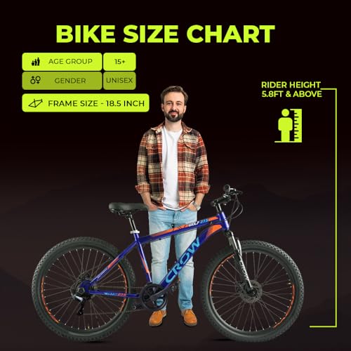 Image of CROW - Wolf 7 Speed | 27.5 inch Inch Mountain Bike | HITENSILE Steel Frame | Suspension Fork | Dual Disc Brakes | Ideal for Boys /Girls /Men /Women