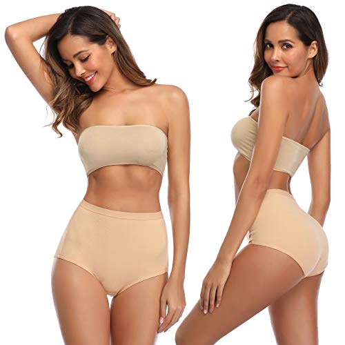 Image of Women's High Waist Cotton Underwear Soft Brief Panties Decorated with Lace Regular and Plus Size