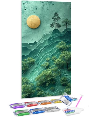 Kit de punto de cruz diamante 5D completo Jumpdot: lienzo grande aesthetic de luna 70x40 cm