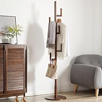 Nileco Cactus Coat Rack, Solid Wood Coat Hall Tree Freestanding Coat Hanger Stand with 6 Hooks, Adjustable Height Clothes Rack used In The Entryway, Living Room,bedroom
