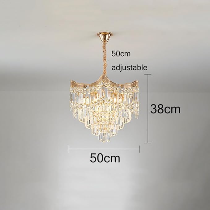 Lampadario in cristallo dorato per ingresso, lampadario a sospensione a LED dimmerabile, grande lampadario da camera da letto, lampadario moderno rotondo a sospensione per soggiorno, sala da pranzo, i