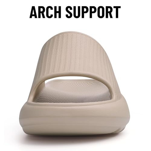 Image of Comwarm Cloud Slide Sandals for Women Men Ultra Comfort Soft House Slippers Slip on Summer Beach Shoes with Low Arch Support,Sand Size 13-14 Wonmen /11.5-12.5 Men