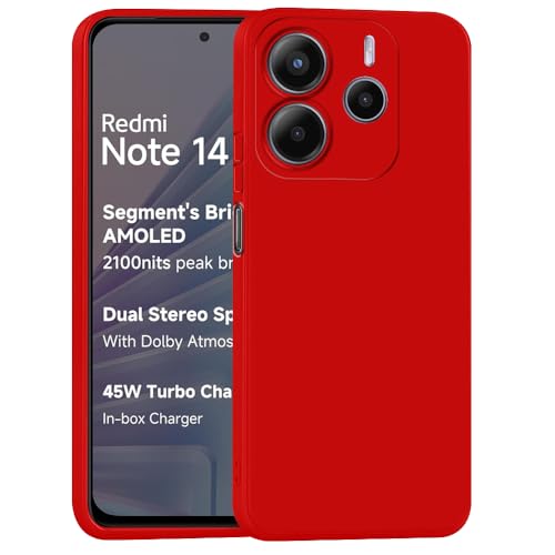 Image of Back Cover for Mi Redmi Note 14 5G | Full Camera Protection | Premium Liquid Silicon Case | Flexible Bumper Case for Mi Redmi Note 14 5G (Red)