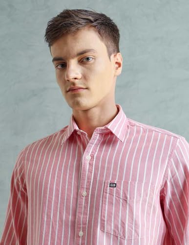 Image of Arrow Striped Slim Fit Mens Casual Shirts - 100% Cotton, Breathable & Comfortable, Full Sleeves Shirts for Men