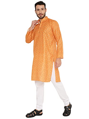 Image of Maharaja Traditional Printed Linen Kurta Pyjama Set for Men