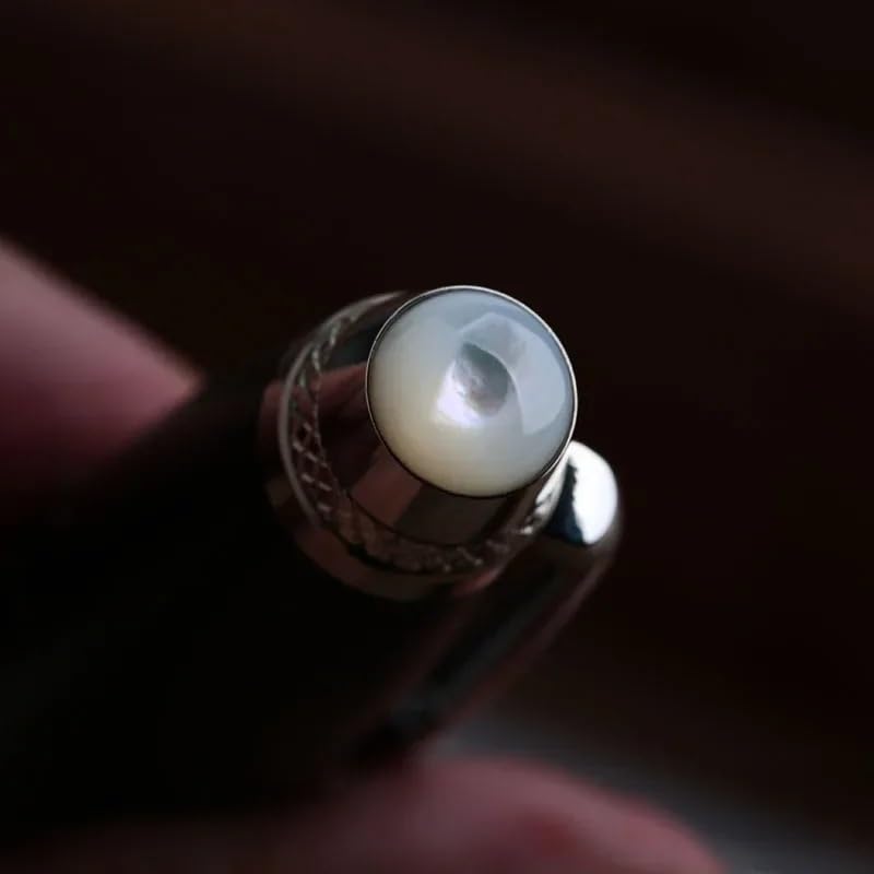 Penna stilografica in legno con rivetto con perla, per ufficio e scuola, cancelleria per scrittura e lavoro, Gfit (palissandro)