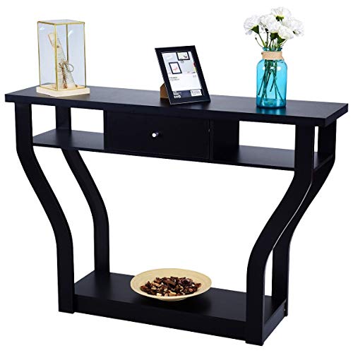 Safeplus 47\" Accent Console Tables with Drawer and Shelf for Living Room Hallway Entryway
