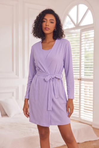 Image of Ekouaer Pajamas for Women Set 3 Piece Soft Waffle Knit Loungewear Outfit