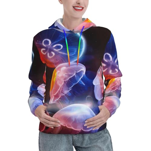 Sweat à capuche graphique méduses colorées : idée cadeau d'automne pour femme
