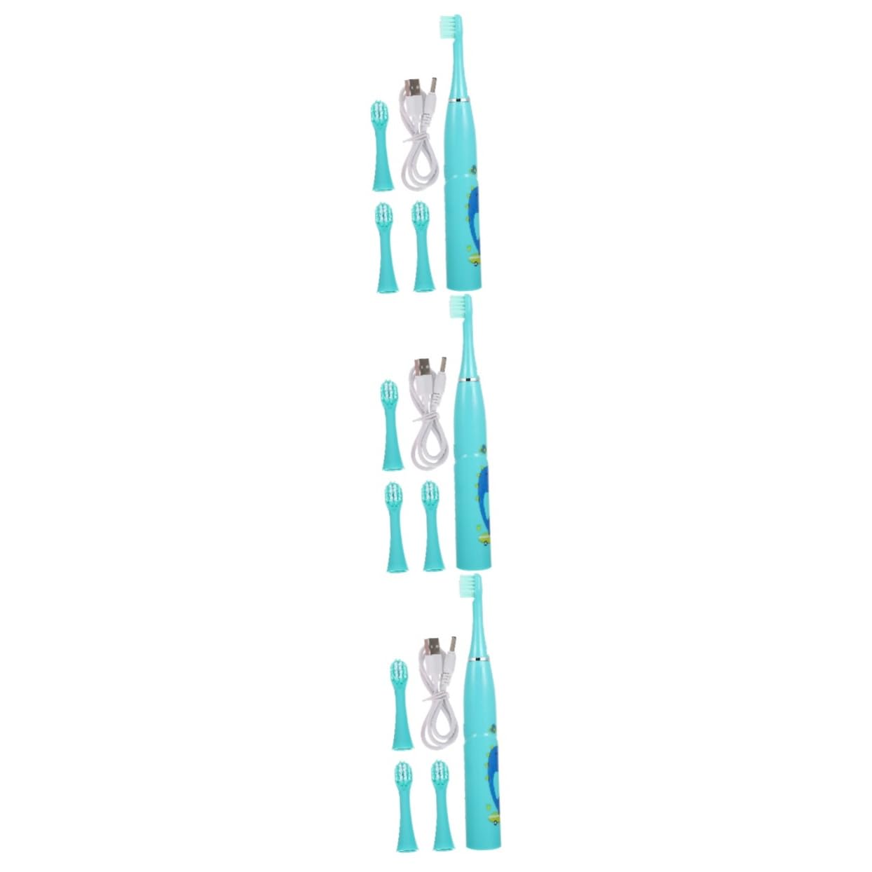 Beavorty 3 Set Spazzolino Elettrico Per Bambini Spazzolini Da Denti Per Ragazzi Spazzolino Per Bambini Per L'igiene Orale Fornitura Bambino Fibra Superfine Accessori Cartone Animato