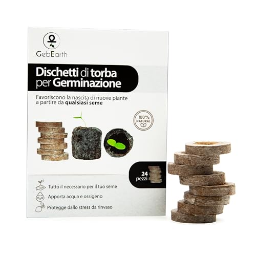 GebEarth® - Dischetti di Torba per Germinazione, Confezione da 24 pz di Dischetti di Torba, Ideali per Far germinare Tutti i Tipi di Semi [Aumenta in Modo significativo Il Tasso di germinazione]