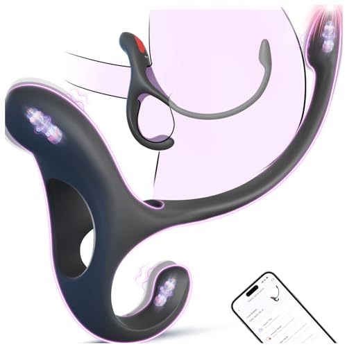 Analplug Prostata Hoden Stimulation Männer mit Penisring Klitorisstimulator, Anal Butt Plug Dildo Sex Spielzeug für die Männer Paare Frauen, Penis Ring Vibrator App, Cockring Sexspielzeug Vibration