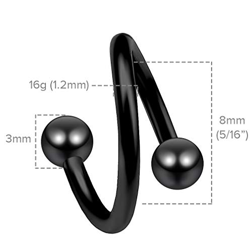 Bling Piercing BQCBHS3SET16G-BLK8MM