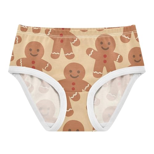 Girls' Moisture-Wicking Panties Comfort Underwear for Baby Girls Gingerbread Men Pattern in Sizes 2T,3T, 4T, 5T, 6Y and 8Y