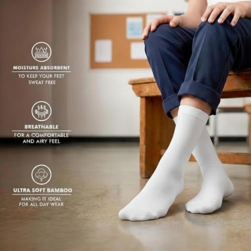 Image of Supersox Bamboo Regular School Uniform Socks for Kids | Sustainable Bamboo Fabric | Breathable, Moisture Absorbent & Odour Resistant | Extra Durable Welt for All-Day Comfort | Pack of 3