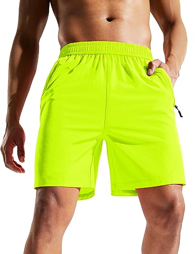 Image of MIER Men's Quick Dry Running Shorts with Zipper Pocket Elastic Waist Athletic Workout Exercise Shorts
