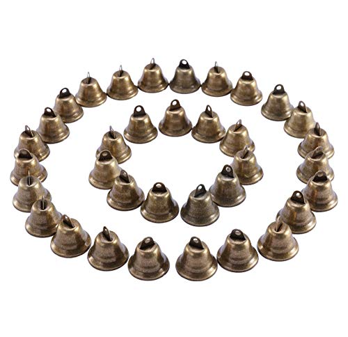 Campanas de bronce vintage, 35 cascabeles de cobre para manualidades de Navidad de 38 mm, inauguración de la casa, decoraciones para árboles de Navidad y entrenamiento para ir al baño para perros Cover