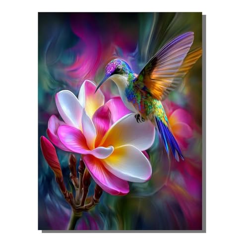 5D Diamond Painting Flor Colibrí, Pintura Diamante, Diamond Painting Kit Completo Niños Regalo, DIY Manualidades Adultos Pintura Diamante Para Decoración Navidad De Pared Del Hogar 40x50cm SYLF737