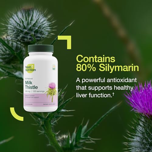 Fresh Nutrition Organic Milk Thistle Supplement - 500mg Potent Strength – 4 Month Supply – Silymarin Thistle Seed Standardized Extract 4:1 - Made in The USA - 120 Capsules - Thumbnail 7