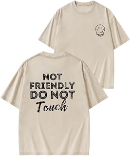 IRON PANDA Funny Gym Shirts for Women - Not Friendly Don't Touch Vintage Washed Workout Tee - Weightlifting Running Shirt