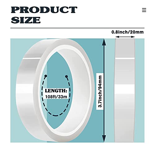 Hausdec 4 20mm X33M(108Ft) Clear Heat Tape for Htv Electrical Tape Transparent High Temperature Sublimation Heat - Image 2