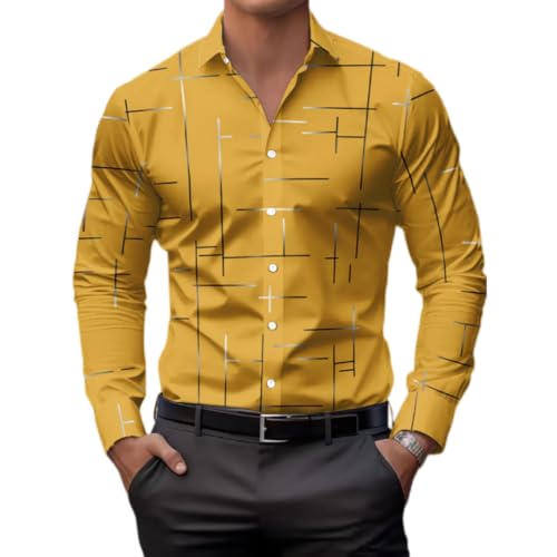 tincolia Men‘s Slim Fit Long Sleeve Geometric Printed Casual Button Down Dress Shirt-G-6XL