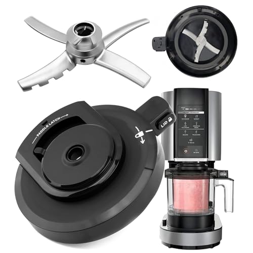 Yallmie Outer Bowl Lid for Ninja, Ninja Creami Deluxe Outer Bowl and Lids Ninja Creami Replacement Lid with Blade, Ice Cream Maker Bowl Lids Compatible with NC501、NC500、CN501CO Series, BPA-Free
