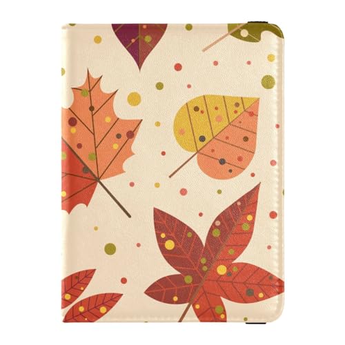 Custodia per passaporto e con foglie autunnali con di piante cadenti e porta carte di vaccino per uomini e donne pelle con scomparto per di vaccinazione Multi Taglia