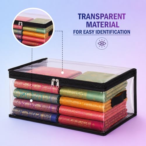 Image of JD FRESH 4 Pack Transparent Plastic Clothes Storage Bag | Clothes Organiser for Wardrobe | Saree Organizer for Wardrobe | Saree Covers for Dress, Blanket & Storage - 18 x 12 x 6.5 inch