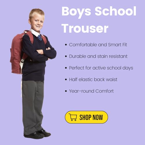 Pantalones escolares de uniforme resistente para niños con cintura elástica 2