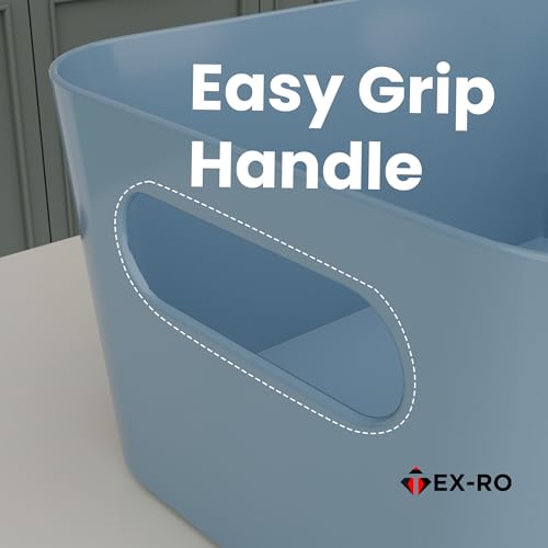 Image of TEX-RO Storage Box and Organiser | Storage Organiser | Organizer Storage Box for Home & Kitchen | Durable Storage Basket & Plastic Basket for Storage (Pack of 3, Sky)