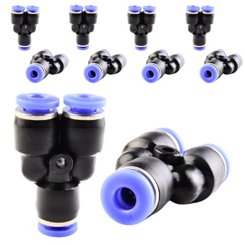 ANGEEK 10 Stück 4mm 3 Wege Y Splitter, pneumatische Steckverbindung, 3 Wege Kunststoff Schnellspanner,Push to Connect Fittings, PY Luftleitungsadapter