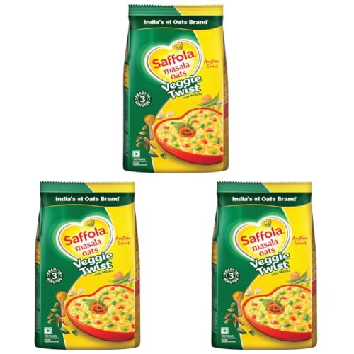 Image of Saffola Masala Oats|500 G / 550 G |Veggie Twist|Tasty, Anytime Snack|Ready In 3 mins|Millets Goodness - With Bajra & Jowar|No maida, No added preservatives|Oats Helps Manage Weight [Weight May Vary]