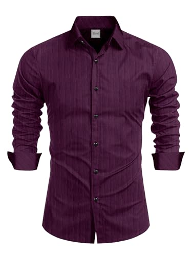 Image of Tailored Fit Men's Embossed Cotton Fabric with Long Sleeves Premium Casual Shirt for Men