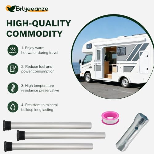Image of RV Hot Water Heater Anode Rod 3 Pack | Fits for Suburban and Morflo - 9.25''Long & 3 /4'' Thread Lasting Tank Corrosion Protection, For RV Camper and Trailer Heaters