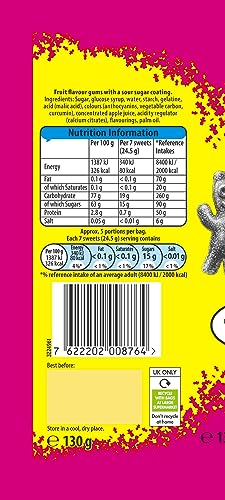 Sour Patch Mixed Fruit Flavoured Sour Sweets, Tangy & Fruity Sour Candy, 130 g (Pack of 1)