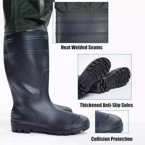 Cuissardes de chasse légères et bottes de pêche vertes imperméables taille 9 mixtes