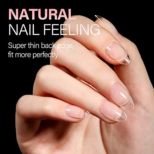Aillsa Short Almond Nail Tips Full Cover Soft Gel Nail Tips Half Matte No File Clear False Gelly Nail Tips Fake Almond Shaped Nails For Press On Nail Extension Diy Valentine Gift 360 Pcs 12 Sizes #TOP2