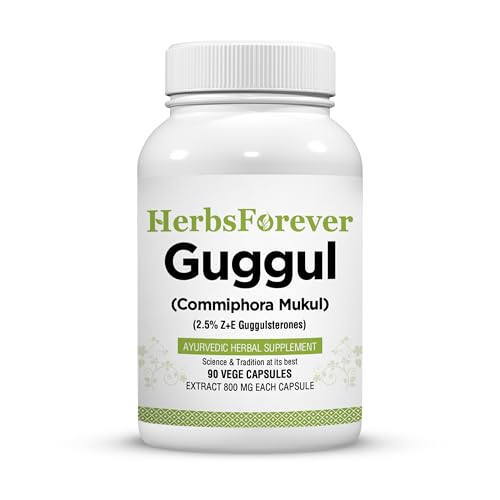 Herbsforever Guggul Capsules | 100% Natural Commiphora Mukul Extract | Ayurvedic Herbal Supplement for Metabolic Balance, Detox & Vitality | 90 Vegan Capsules