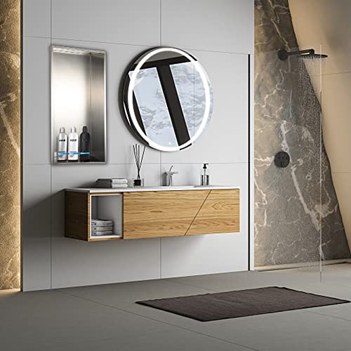 Supllueer 24"×12" Shower Niche Brushed Stainless Steel, Recessed Shower Caddy, Bathroom Shelf Insert Fits For 23"X23" Wall Hole Installation #TOP2