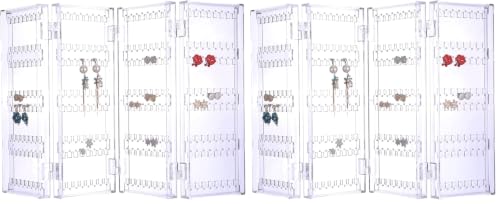 Image of Sooyee Earring Holder Organizer, 256 Holes 5 Tiers 4 Doors Foldable Necklace Organizer Jewelry Holder, Acrylic Stud Earring Display Stands for Selling, Clear (Pack of 2)