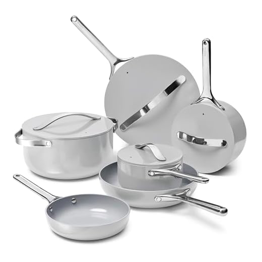 Caraway Deluxe Nonstick Ceramic Cookware Set (16 Piece) Pots, Frying Pans, Lids and Kitchen Storage - PFAS & PFOA Free - Oven Safe Ceramic Pan Set & Compatible with All Stovetops - Gray