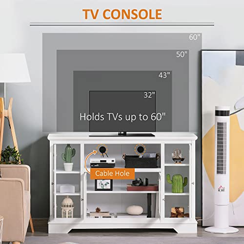 Homcom Sideboard Buffet Cabinet With Storage, Kitchen Cabinet Coffee Bar Cabinet With Glass Doors For Living Room, Kitchen, White #TOP4