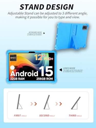 Coque DOOGEE Tab E3+ bleu azur en silicone souple avec support réglable intégré - 4