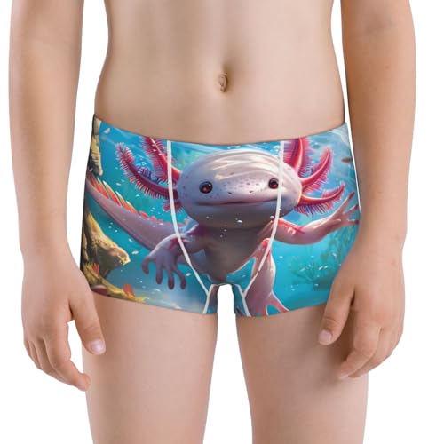 Boys' Cotton Boxer Brief Soft Underwear-Cute Underwater Axolotl